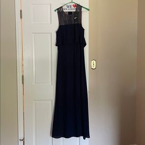 BCBGMaxAzria Navy and Beige Lace Dress